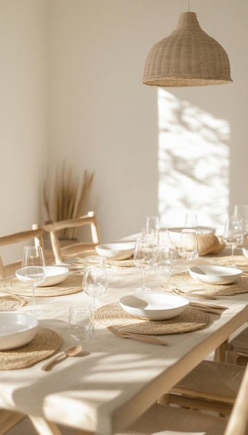 Photo a table set for a wedding with a view of the outdoors