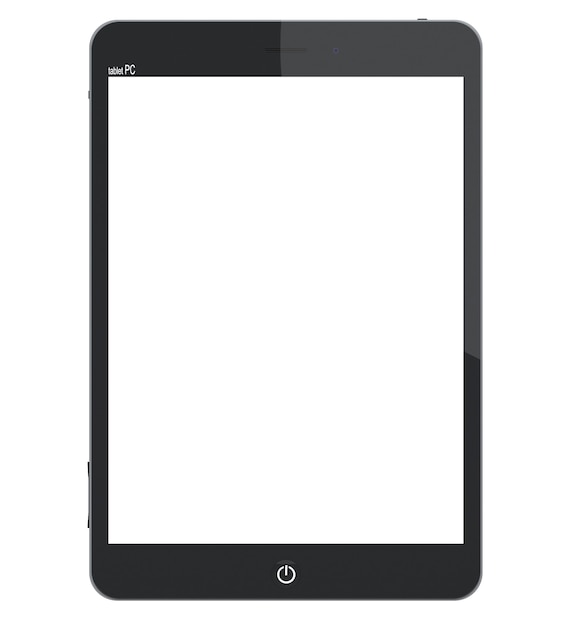 Tablet pc computer with blank screen on a white background