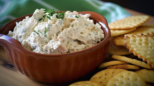 Take your appetizer game to the next level with this mouthwatering cold crab dip featuring succulent lump crabmeat Generated by AI