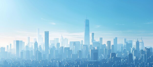 Photo tall buildings on city with a clear blue sky