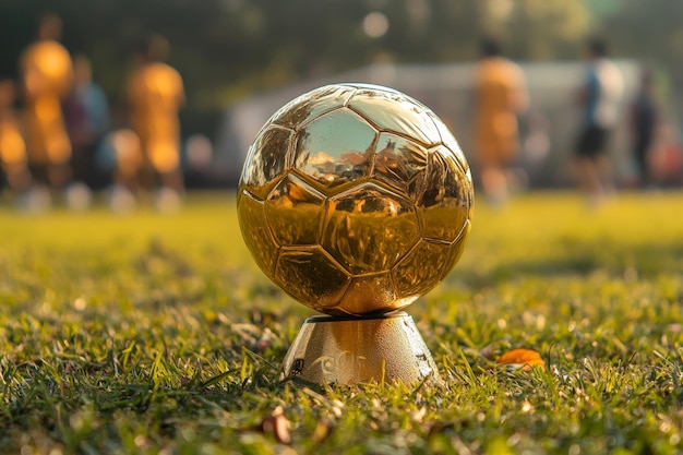 Foto la squadra con il trofeo nella sfida di calcio all'aperto per la vittoria del campionato nel gruppo di campionato di calcio