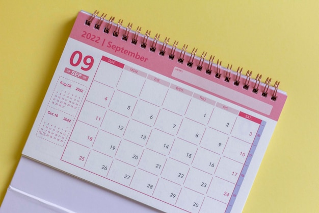 Tearoff calendar for September 2022 Desktop calendar for planning assigning organizing and managing each date