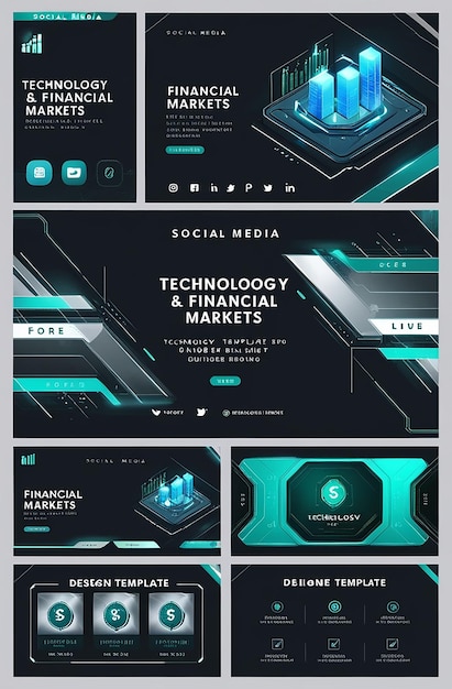 Photo technology and financial markets professional template