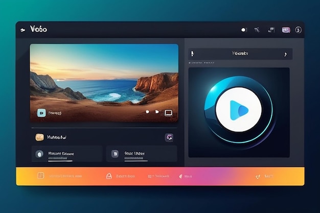 Photo template interface video player social media concept mockup video channel