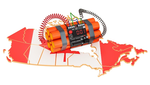 Photo terrorist attacks in canada concept 3d rendering