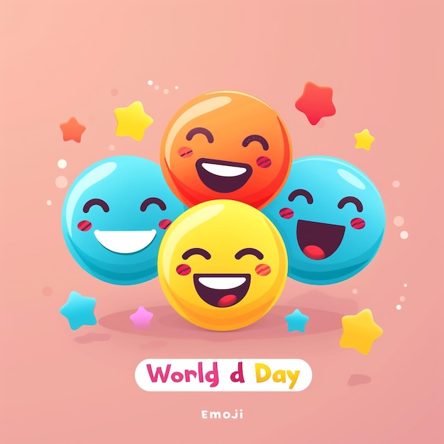 Photo text world emoji day vector design