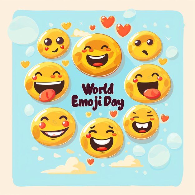 Photo text world emoji day vector design