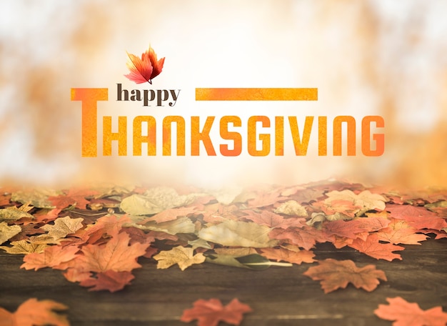 Thanksgiving day banner with colorful leaves