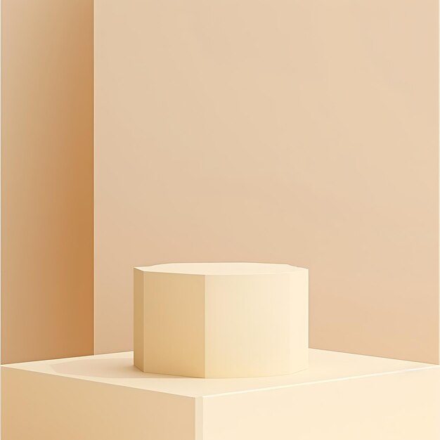 Photo there is a white pedestal on a beige background with a wall