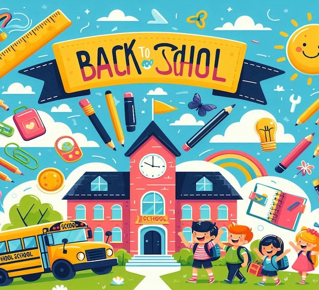 This beautiful illustration is illustrated for Back to School festival