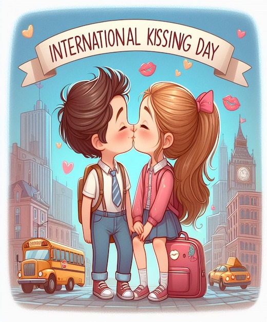 This cute 3d image is generated for International Kissing Day and Valentines Day white day