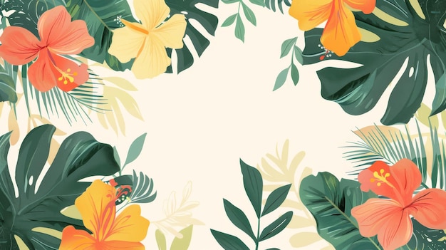 Photo this is a beautiful tropical floral background with plenty of copy space available for your text