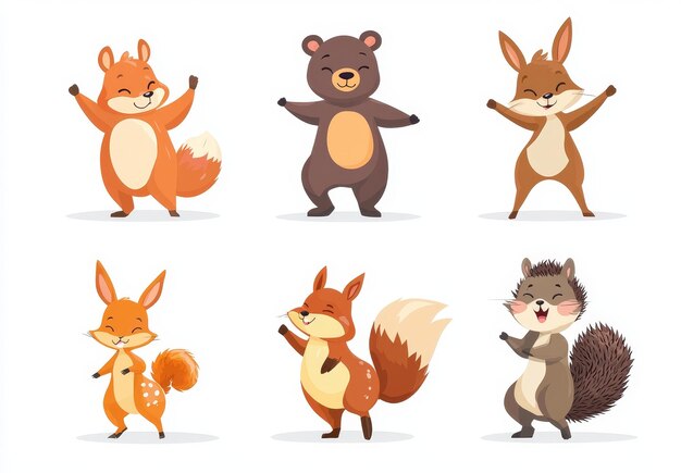 Photo this set of forest wild babies to please your kids includes bears foxes moose hedgehogs squirrels and other pets this is a cute wildlife set designed for children with a modern watercolor