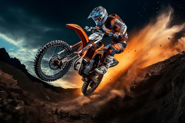 Thrilling Dirt Endure Bike Jump in Supercross Generative AI