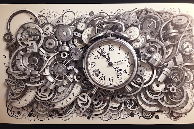 Time Doodle HandDrawn Sketch of Timepieces