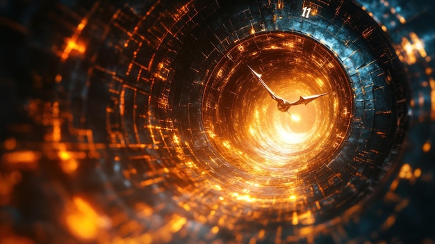 Photo time travel through a clock tunnel