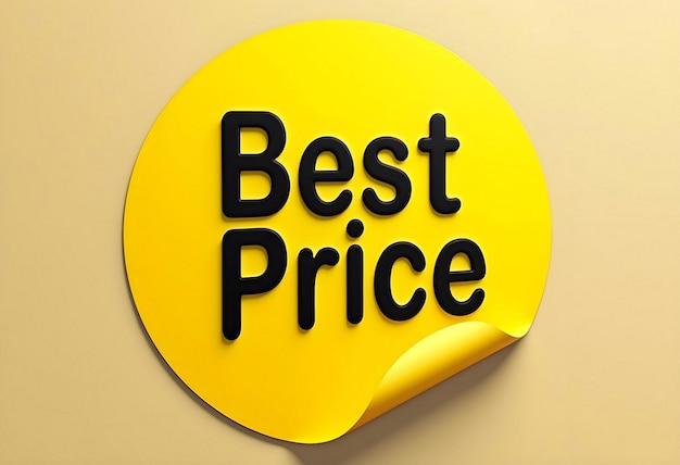 Photo title bold and clear best price sales sticker with yellow background