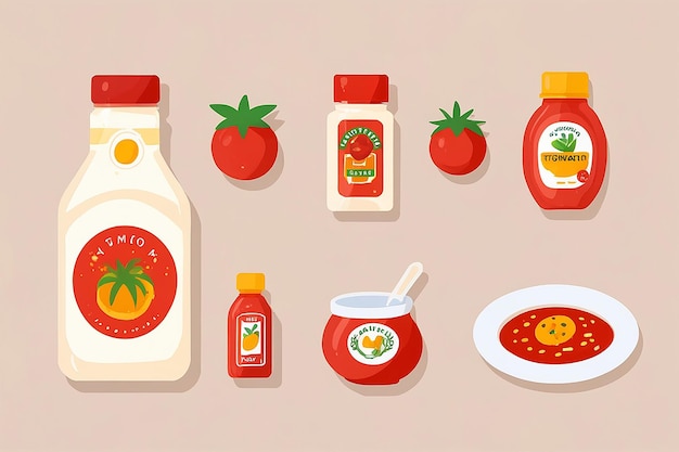 Photo tomato sauce vector icon morning and breakfast iconset