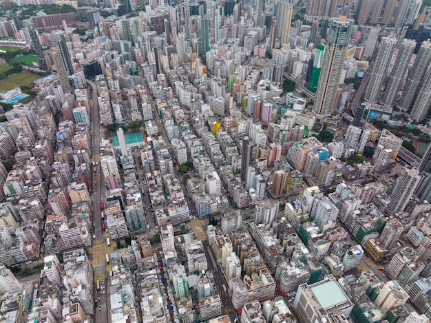 Photo top view of hong kong city