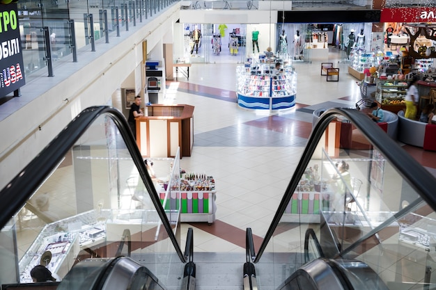 Top view indoor shopping center