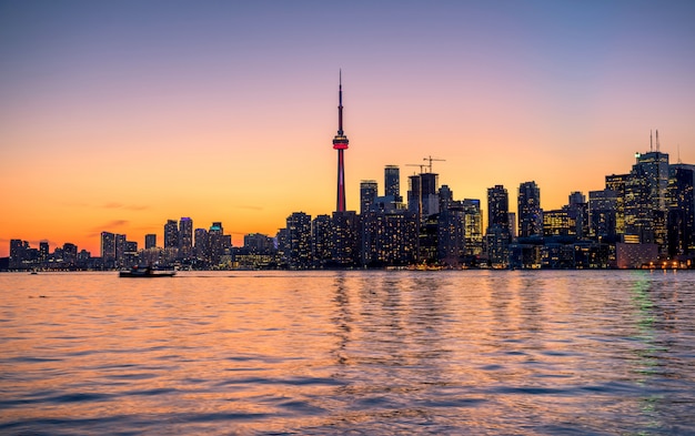 Toronto city skyline at night, Ontario, Canada