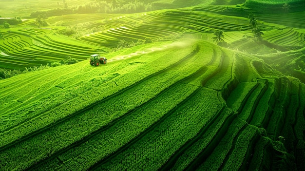 Photo tractor in the rice fields