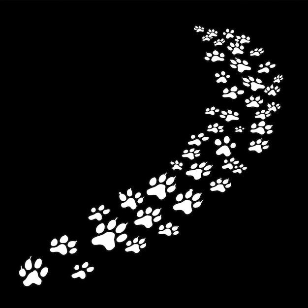 Photo trail of animal paw prints silhouette vector