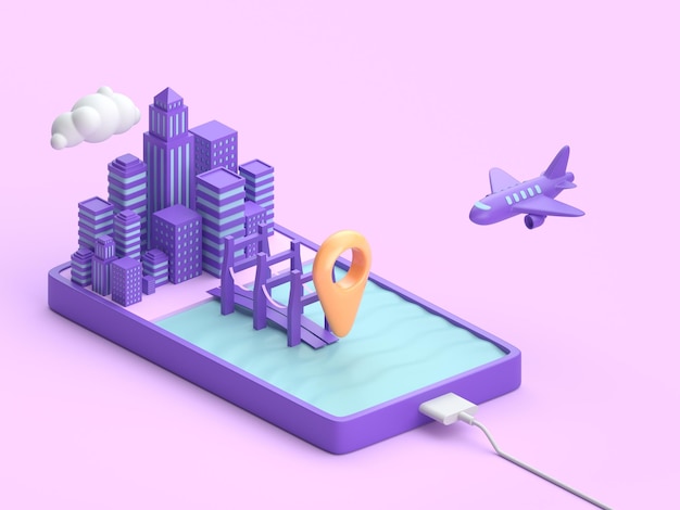 Travel app 3D render