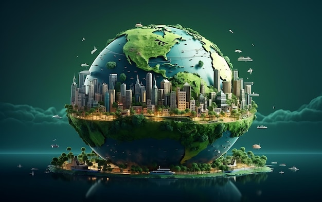 Travel concept with Iconic attractions embellish our green and global planet