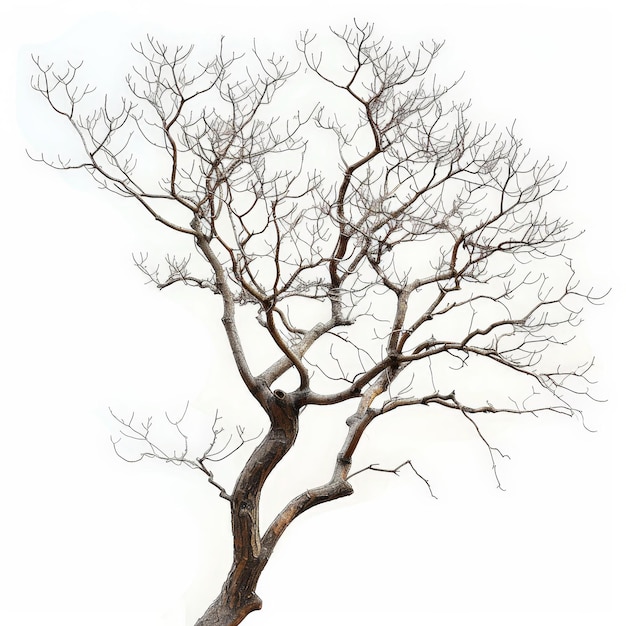 Photo a tree with no leaves is shown on a white background