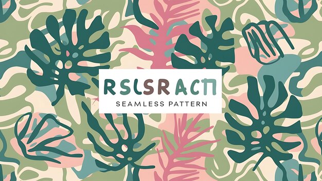 Photo trendy tropical doodle seamless pattern with unusual abstract shapes and jungle plant leaf in pastel colors freehand organic shape background for fashion print summer wallpaper design