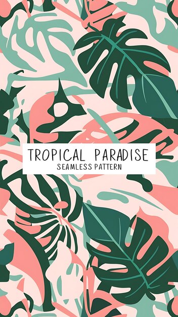 Photo trendy tropical doodle seamless pattern with unusual abstract shapes and jungle plant leaf in pastel colors freehand organic shape background for fashion print summer wallpaper design