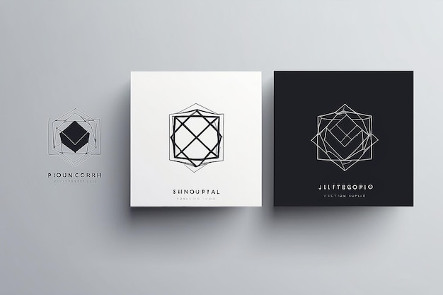 Photo triple geometry abstract minimal vector sign symbol or logo and business card