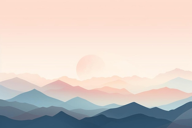 Photo twilight over a mountain range with soft pastel hues