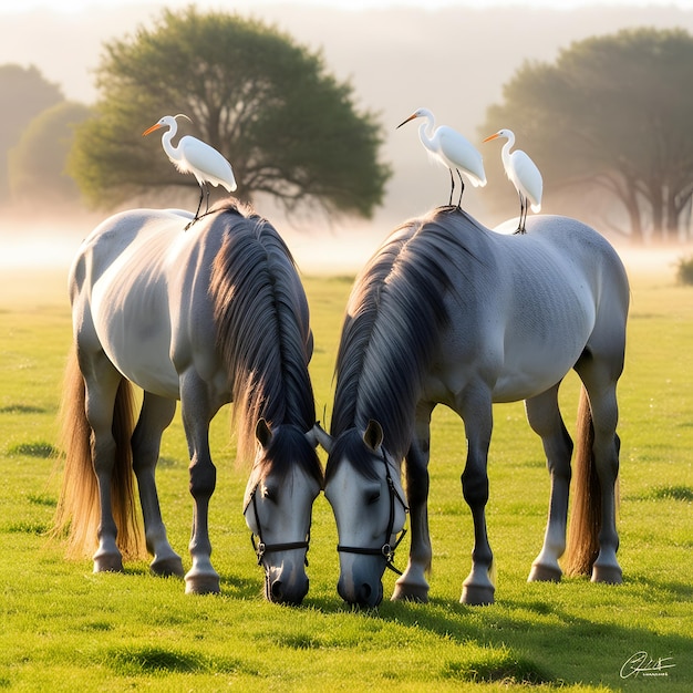 Two majestic Camargue horses