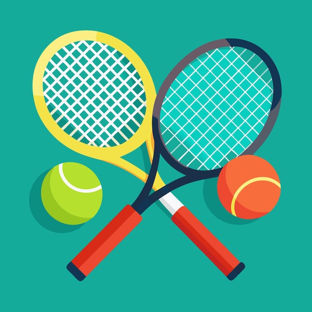 Photo two racket tennis ball illustration