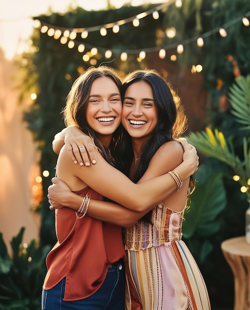 two women hugging and one has a smile that says quot smile quot