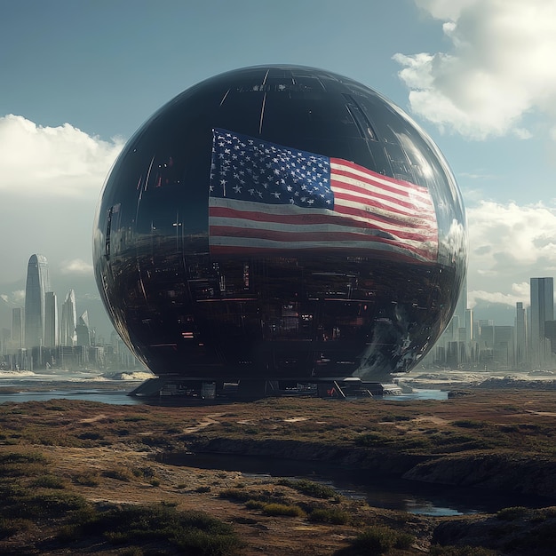 Photo the united states of america usa in a glass ball