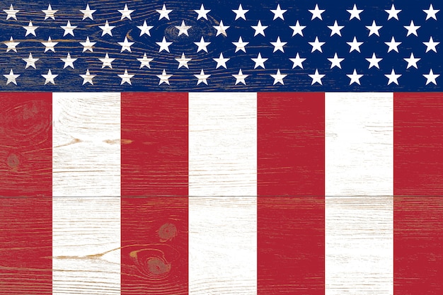 Photo united states flag painted on wooden planks