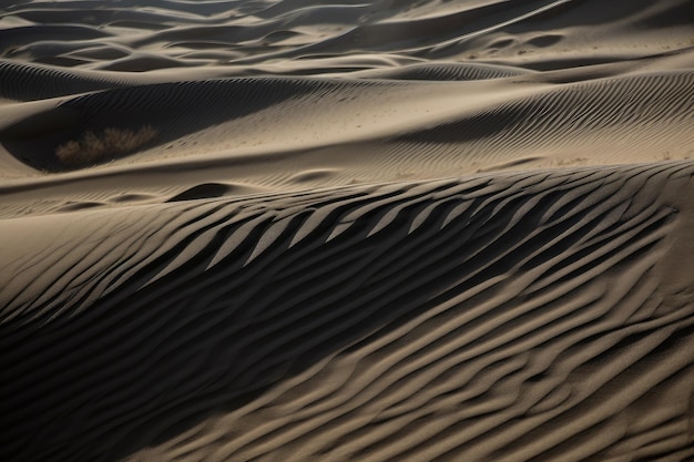 Photo upclose view of intricate patterns formed by the movement and flow of sand dunes