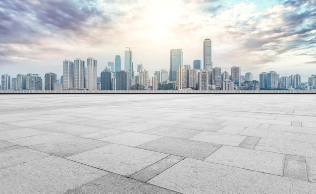 Urban road square and skyline of architectural landscape in Chongqing