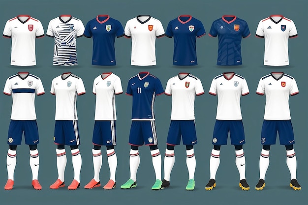 Photo various soccer kit uniform template