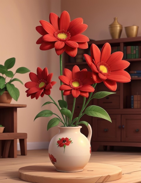 vase with red flowers