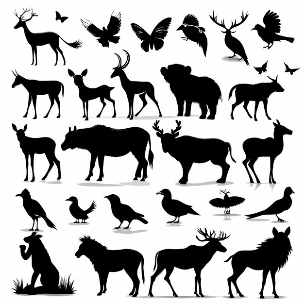 Photo vector animal silhouette doodles