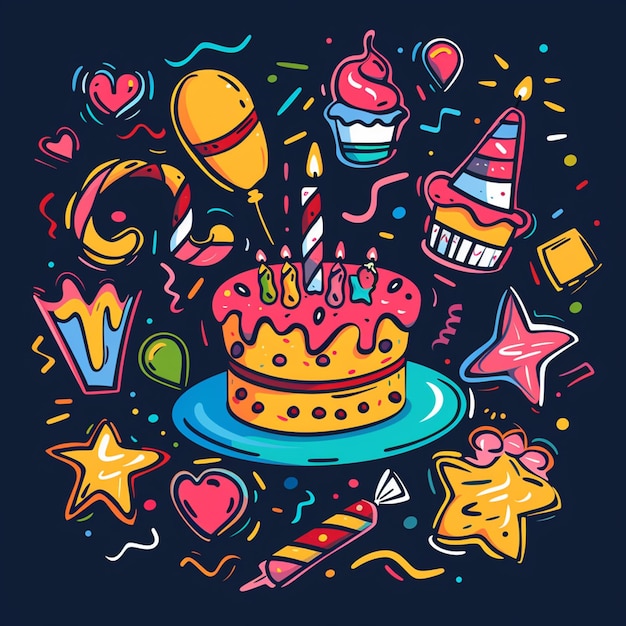 vector birthday collage logo isolated on background