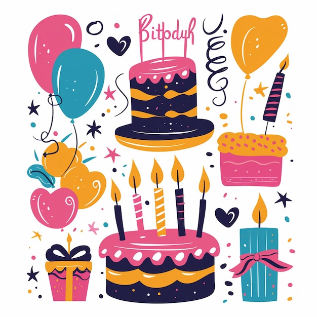 vector birthday collage logo isolated on background