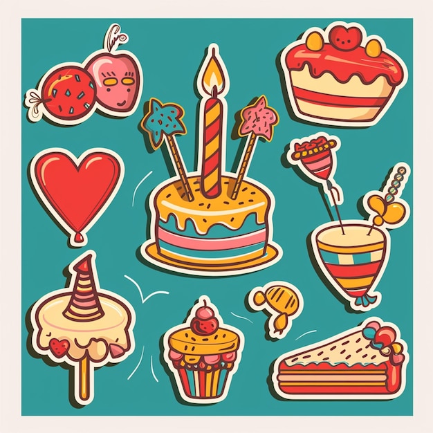 vector birthday collage logo isolated on background