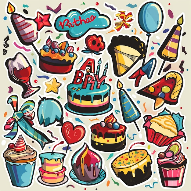 vector birthday collage logo isolated on background