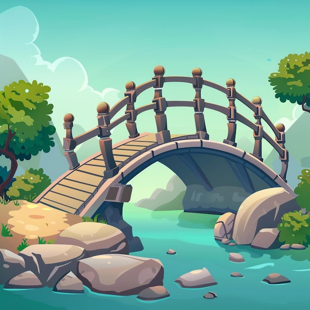 Photo vector cartoon bridge isolated on background