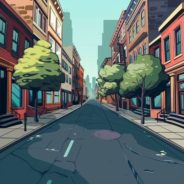 vector cartoon urban street isolated on background